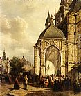 Elias Pieter van Bommel Figures At The Entrance Of The St. Stevens Church, Nijmegen painting